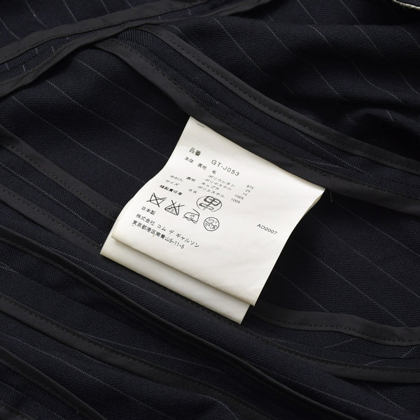 COMME des GARCONS コムデギャルソン 07AW パデッドハンドグローブ ピンストライプジャケット GT-J053 サイズSS ネイビー 美品 中古 4a004783