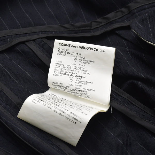 COMME des GARCONS コムデギャルソン 07AW パデッドハンドグローブ ピンストライプジャケット GT-J053 サイズSS ネイビー 美品 中古 4a004783