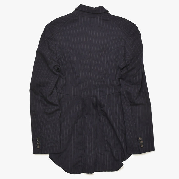 COMME des GARCONS コムデギャルソン 07AW パデッドハンドグローブ ピンストライプジャケット GT-J053 サイズSS ネイビー 美品 中古 4a004783