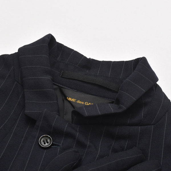 COMME des GARCONS コムデギャルソン 07AW パデッドハンドグローブ ピンストライプジャケット GT-J053 サイズSS ネイビー 美品 中古 4a004783