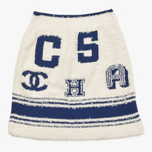 画像をギャラリービューアに読み込む, 新品同様 CHANEL シャネル 19SS ニットスカート P61005K46380 サイズ34 ココマーク ブルー アイボリー 中古 4a004787