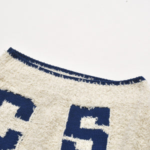 新品同様 CHANEL シャネル 19SS ニットスカート P61005K46380 サイズ34 ココマーク ブルー アイボリー 中古 4a004787
