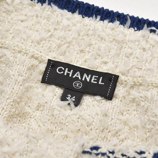 新品同様 CHANEL シャネル 19SS ニットスカート P61005K46380 サイズ34 ココマーク ブルー アイボリー 中古 4a004787