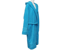 画像をギャラリービューアに読み込む, BALENCIAGA バレンシアガ バスローブ ホテル＆リゾート コットン フード付 タオル生地 ハンガー ガーメント ブルー 美品 中古 48010