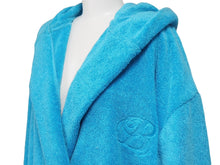 画像をギャラリービューアに読み込む, BALENCIAGA バレンシアガ バスローブ ホテル＆リゾート コットン フード付 タオル生地 ハンガー ガーメント ブルー 美品 中古 48010