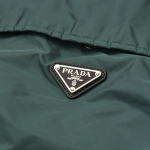 PRADA プラダ Re-Nylon フード付き ナイロンレインポンチョ SGB942 アノラック メタルロゴプレート グリーン Sサイズ ハーフジップ マッドグリーン金具 美品 中古 4a004807
