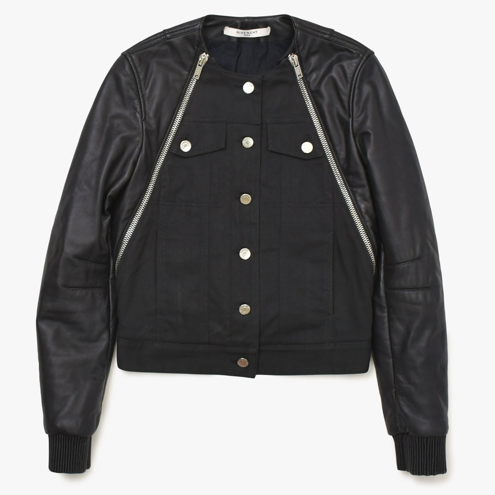GIVENCHY ジバンシー レザージャケット ジッパーデザイン 14P 1513 600 ラムスキン ブラック シルバー金具 サイズ34 美品 中古 4a004809