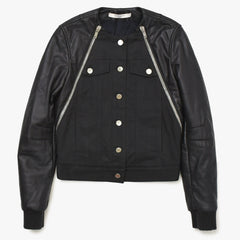 GIVENCHY Leather Jacket Zipper Design 14P 1513 600 Lambskin Black Silver Hardware Size 34 Good Condition Used 4a004809