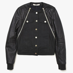 GIVENCHY Leather Jacket Zipper Design 14P 1513 600 Lambskin Black Silver Hardware Size 34 Good Condition Used 4a004809