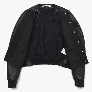 GIVENCHY Leather Jacket Zipper Design 14P 1513 600 Lambskin Black Silver Hardware Size 34 Good Condition Used 4a004809