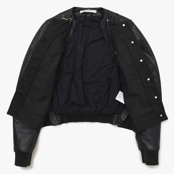 GIVENCHY Leather Jacket Zipper Design 14P 1513 600 Lambskin Black Silver Hardware Size 34 Good Condition Used 4a004809
