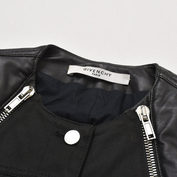 GIVENCHY Leather Jacket Zipper Design 14P 1513 600 Lambskin Black Silver Hardware Size 34 Good Condition Used 4a004809