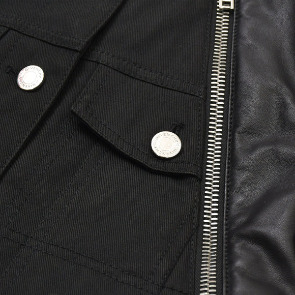 GIVENCHY Leather Jacket Zipper Design 14P 1513 600 Lambskin Black Silver Hardware Size 34 Good Condition Used 4a004809