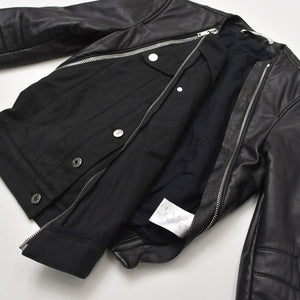 GIVENCHY Leather Jacket Zipper Design 14P 1513 600 Lambskin Black Silver Hardware Size 34 Good Condition Used 4a004809