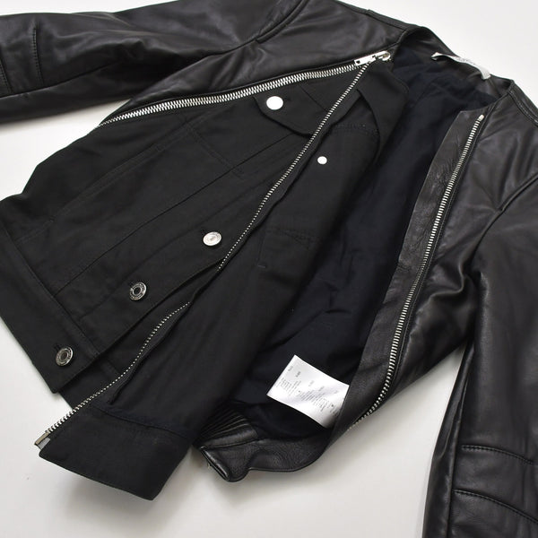 GIVENCHY Leather Jacket Zipper Design 14P 1513 600 Lambskin Black Silver Hardware Size 34 Good Condition Used 4a004809