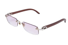 画像をギャラリービューアに読み込む, Cartier カルティエ サングラス メガネ ウッドテンプル 140b メタル ウッド ブラウン ピンク グラデーション □19 美品 中古 48111