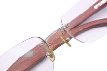 画像をギャラリービューアに読み込む, Cartier カルティエ サングラス メガネ ウッドテンプル 140b メタル ウッド ブラウン ピンク グラデーション □19 美品 中古 48111