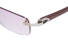 画像をギャラリービューアに読み込む, Cartier カルティエ サングラス メガネ ウッドテンプル 140b メタル ウッド ブラウン ピンク グラデーション □19 美品 中古 48111