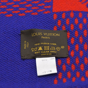 新品同様 LOUIS VUITTON ルイヴィトン ダミエ マサイ ブランケット ひざ掛け 401910 フリンジ ウール 中古 4a004816