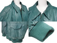 Load image into Gallery viewer, Pelle Pelle ペレペレ NEWYORK MILANO ブルゾン ヴィンテージ レザージャケット サイズ L グリーン メンズウェア 中古 48251