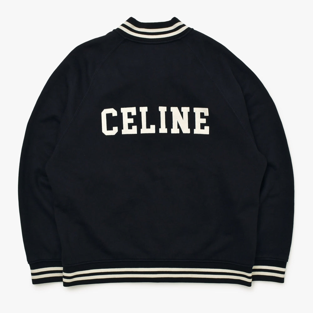 CELINE Black College Teddy Jacket Blouson 2Y815345F Made in Italy Cotton Good Condition Used 4a000483