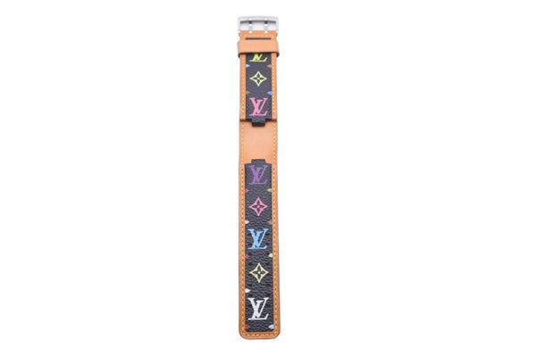 Very Good Condition LOUIS VUITTON Watch Replacement Strap Tambour Multicolor Junuin Leather Q1211 Black Used 48301