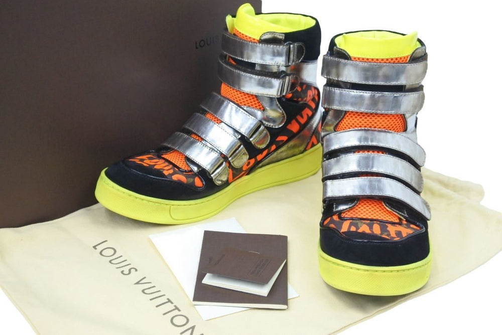 LOUIS VUITTON 09SS Graffiti Mix Patchwork High Cut Sneakers FD0010 6 1/2 Orange Used 48814