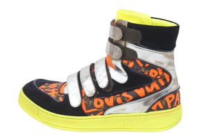 ルイヴィトン LOUIS VUITTON 09SS グラフティ ミックス パッチワーク ハイカット スニーカー FD0010 6 1/2 オレンジ 中古48814