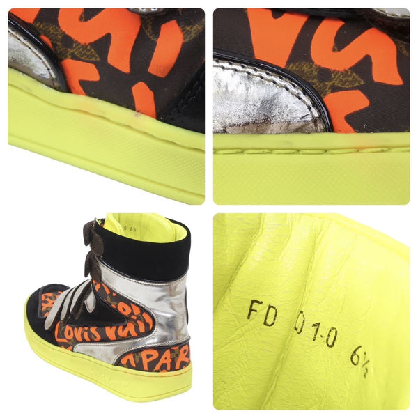 ルイヴィトン LOUIS VUITTON 09SS グラフティ ミックス パッチワーク ハイカット スニーカー FD0010 6 1/2 オレンジ 中古48814