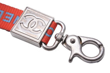 Load image into Gallery viewer, CHANEL シャネル スポーツライン ネックストラップ A19162 02S キャンバス フランス ブルー オレンジ シルバー 美品 中古 49010