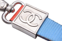 Load image into Gallery viewer, CHANEL シャネル スポーツライン ネックストラップ A19162 02S キャンバス フランス ブルー オレンジ シルバー 美品 中古 49010