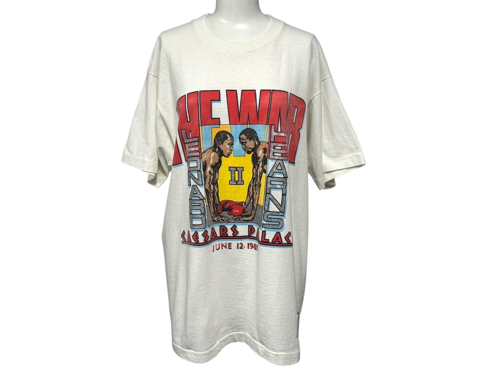 RSVP VINTAGE Vintage 80's Sugar Ray Leonard vs Thomas Hearns 2 "The War" T-shirt A1036 Good Condition Used 4c074093