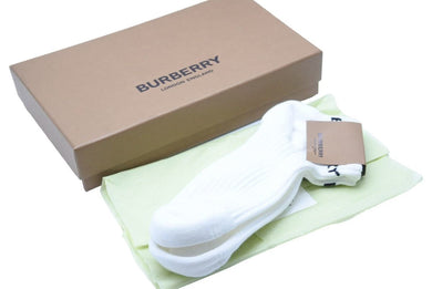 新品未使用 BURBERRY バーバリー ブランドロゴ 靴下 M コットン ポリウレタン ポリアミド ホワイト ユニセックス 中古 49316