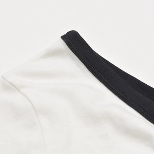 極美品 COURREGES クレージュ アシンメトリー ワンショルダー トップス 323JT0209JS0070 長袖Tシャツ ブランドロゴ刺繍 ホワイト ブラック Sサイズ レディース 中古 4a004941
