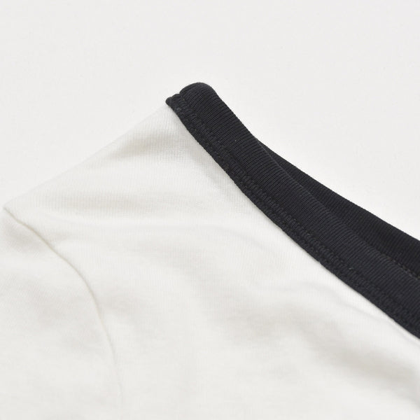 極美品 COURREGES クレージュ アシンメトリー ワンショルダー トップス 323JT0209JS0070 長袖Tシャツ ブランドロゴ刺繍 ホワイト ブラック Sサイズ レディース 中古 4a004941