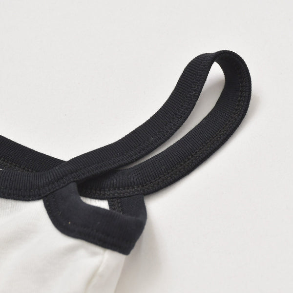 極美品 COURREGES クレージュ アシンメトリー ワンショルダー トップス 323JT0209JS0070 長袖Tシャツ ブランドロゴ刺繍 ホワイト ブラック Sサイズ レディース 中古 4a004941