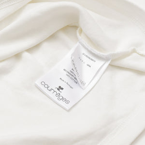 極美品 COURREGES クレージュ アシンメトリー ワンショルダー トップス 323JT0209JS0070 長袖Tシャツ ブランドロゴ刺繍 ホワイト ブラック Sサイズ レディース 中古 4a004941