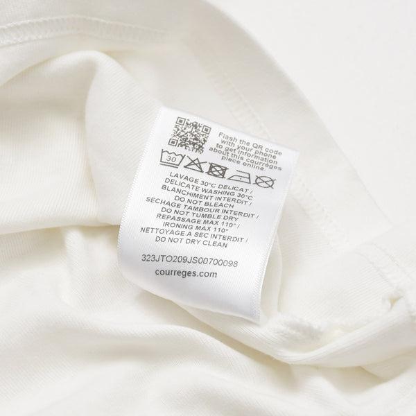 極美品 COURREGES クレージュ アシンメトリー ワンショルダー トップス 323JT0209JS0070 長袖Tシャツ ブランドロゴ刺繍 ホワイト ブラック Sサイズ レディース 中古 4a004941