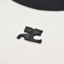 Load image into Gallery viewer, 極美品 COURREGES クレージュ シグニチャー コントラスト リンガーTシャツ 41-158-13-021918 Tシャツ カットソー ブランドロゴ刺繍 ホワイト ブラック Sサイズ レディース 中古 4a004942