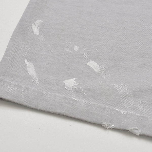 極美品 BALENCIAGA バレンシアガ Tシャツ メタルロゴ 694576 TMV88 ダメージ加工 ペイント サイズL グレー コットン中古 4a004943