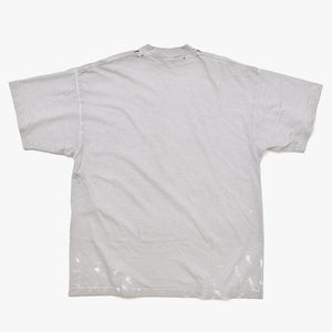 極美品 BALENCIAGA バレンシアガ Tシャツ メタルロゴ 694576 TMV88 ダメージ加工 ペイント サイズL グレー コットン中古 4a004943