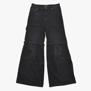 極美品 BALENCIAGA バレンシアガ Flared Cargo pants フレアドカーゴパンツ 783694 TNW11 2WAY サイズXS ブラック 中古 4a004944