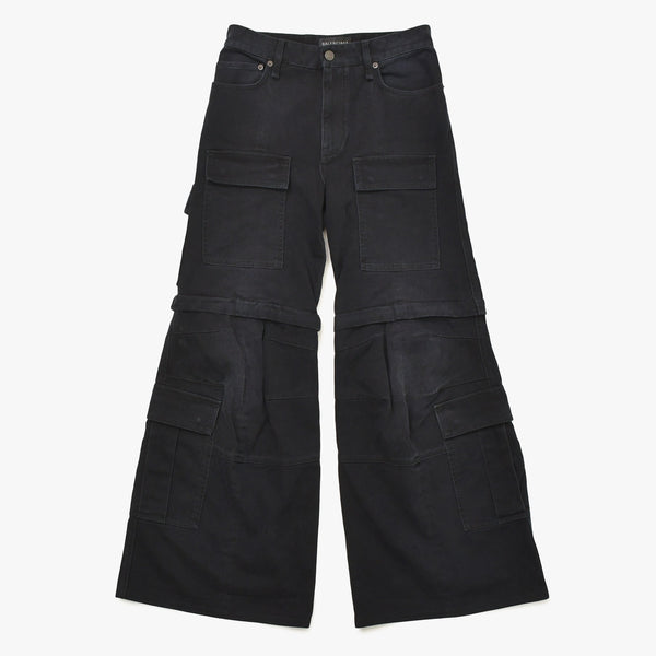 極美品 BALENCIAGA バレンシアガ Flared Cargo pants フレアドカーゴパンツ 783694 TNW11 2WAY サイズXS ブラック 中古 4a004944