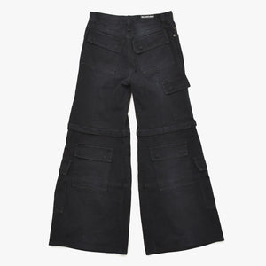 極美品 BALENCIAGA バレンシアガ Flared Cargo pants フレアドカーゴパンツ 783694 TNW11 2WAY サイズXS ブラック 中古 4a004944