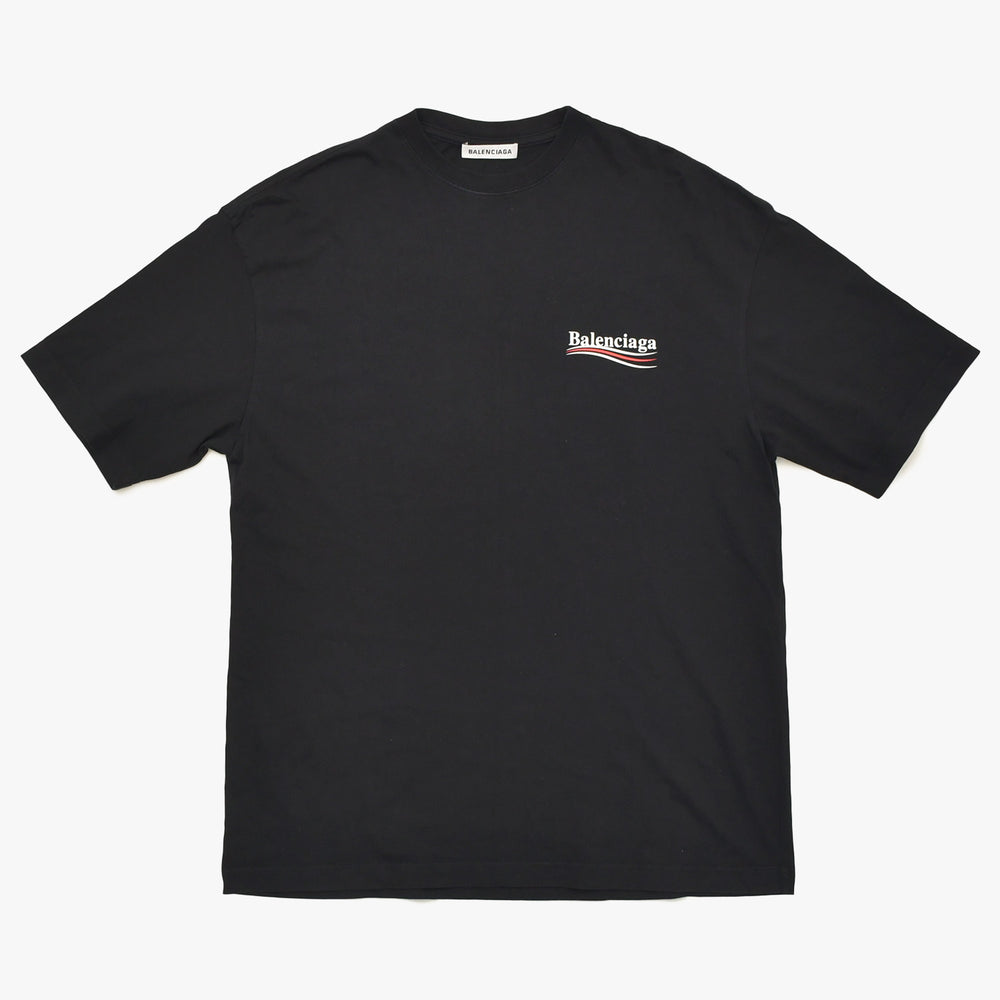 極美品 BALENCIAGA バレンシアガ Tシャツ ポリティカルキャンペーン 570803 TAV44 サイズXS ブラック コットン中古 4a004945