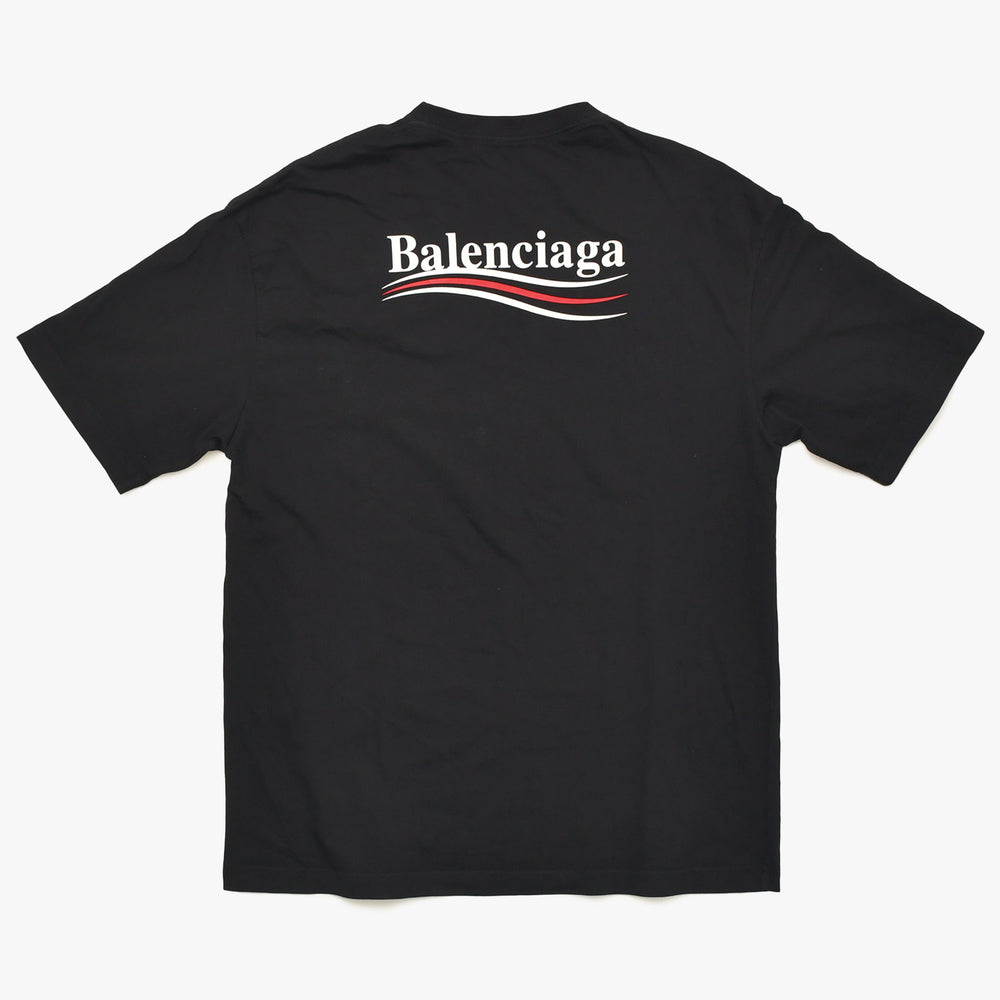 極美品 BALENCIAGA バレンシアガ Tシャツ ポリティカルキャンペーン 570803 TAV44 サイズXS ブラック コットン中古 4a004945