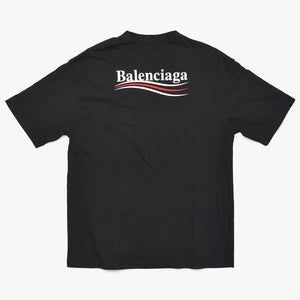 極美品 BALENCIAGA バレンシアガ Tシャツ ポリティカルキャンペーン 570803 TAV44 サイズXS ブラック コットン中古 4a004945