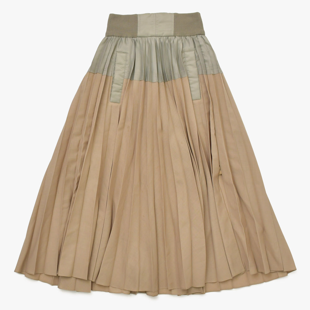 極美品 Sacai サカイ スカート 23-06448 サイズ0 ベージュ カーキ 日本製 ポリエステル ウール 中古 4a004946