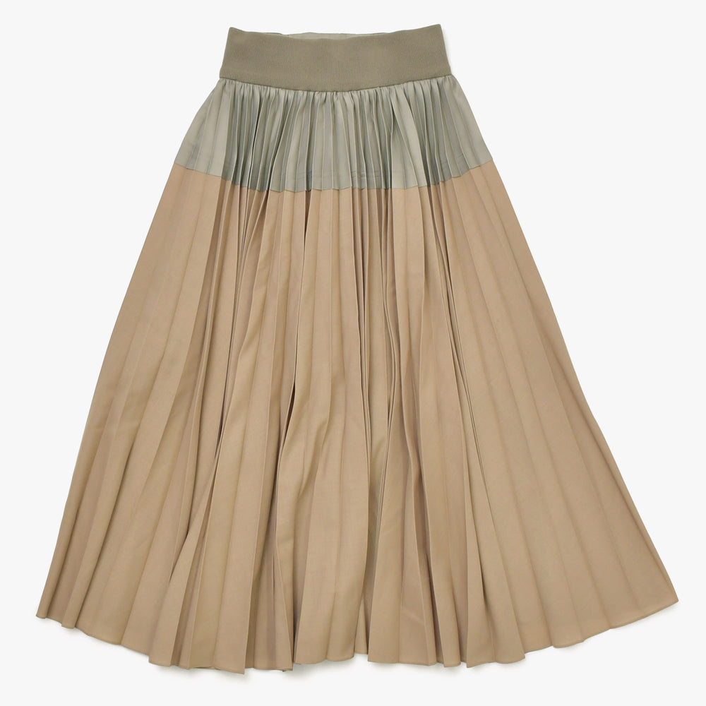 極美品 Sacai サカイ スカート 23-06448 サイズ0 ベージュ カーキ 日本製 ポリエステル ウール 中古 4a004946