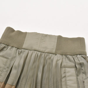極美品 Sacai サカイ スカート 23-06448 サイズ0 ベージュ カーキ 日本製 ポリエステル ウール 中古 4a004946